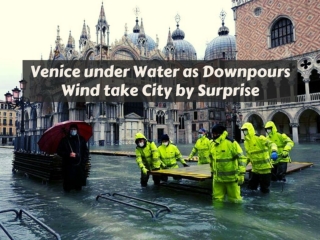 Venice under water as downpours and wind take city by surprise
