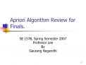 Apriori Algorithm Review for Finals.