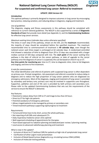National Optimal Lung Cancer Pathway (NOLCP) Update 2024: Referral to Treatment Version 4.0