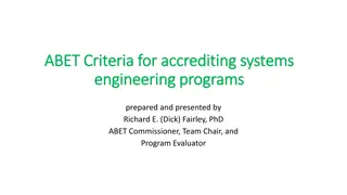 ABET Criteria for Accrediting Systems Engineering Programs Overview