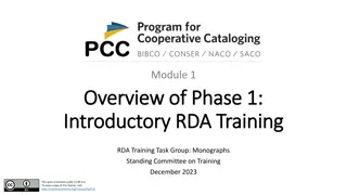 Introductory RDA Training Overview