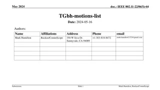IEEE 802.11 TGbh Motions Summary