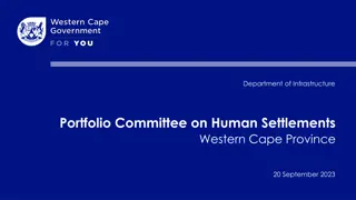 Progress Report on Infrastructure and Housing Projects in Western Cape