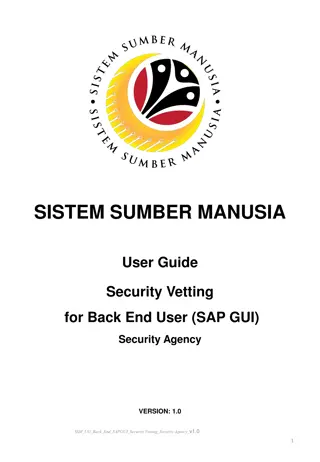 Security Vetting User Guide for SAP GUI Back-End: Security Agency Version 1.0
