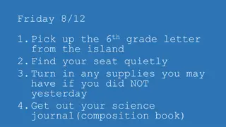 Science Class Reminders and Assignments for Middle School Students