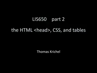 Common Attributes in <body>, Introduction to CSS, HTML Tables