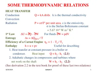 Thermodynamic Relations and Heat Transfer in Engineering Systems