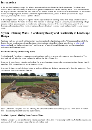 “Stylish Retaining Walls – Combining Beauty and Practicality in Landscape Design
