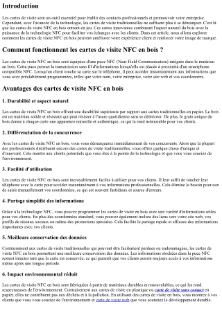 Comment les cartes de visite NFC en bois peuvent faciliter vos échanges avec les