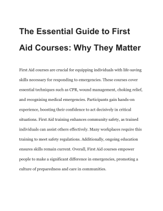 The Essential Guide to First Aid Courses_ Why They Matter - Google Docs