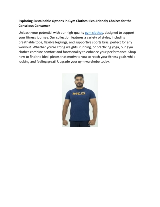 Exploring Sustainable Options in Gym Clothes