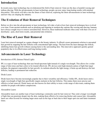 The Future of Hair Removal: Exploring the Advancements in Laser Technology