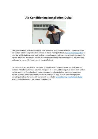 Air Conditioning Installation Dubai