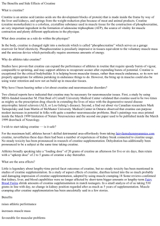 The reward and aspect results of creatine