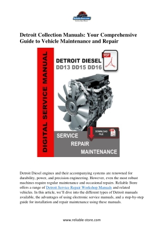 Buy and Download Detroit Collection Manuals