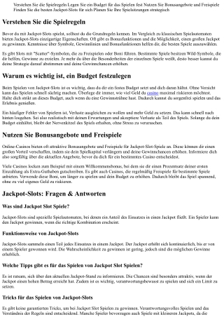 Essentielle Hinweise für erfolgreiches Jackpot-Slot-Spiel