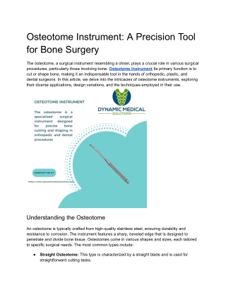 Osteotome Instrument A Precision Tool for Bone Surgery