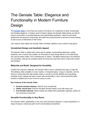 The Geniale Table_ Elegance and Functionality in Modern Furniture Design