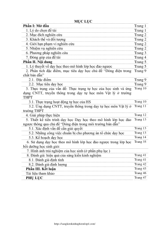 Dạy học theo mô hình "Lớp học đảo ngược" trong chủ đề Vật lí 11