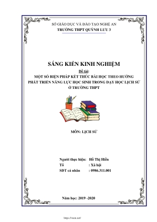 Biện pháp kết thúc bài học theo hướng PTNL học sinh trong dạy học Lịch sử ở THPT