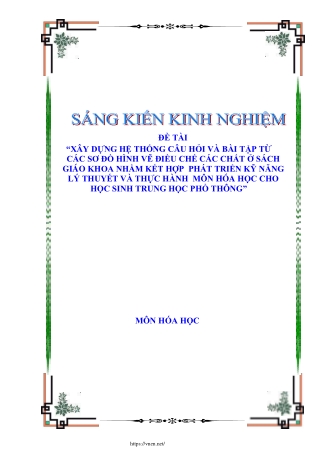 Xây dựng hệ thống câu hỏi & bài tập từ sơ đồ hình vẽ điều chế chất SGK Hóa THPT