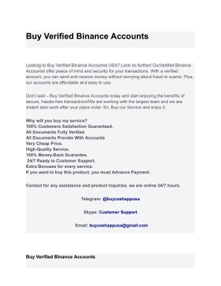 Buy Verified Binance Accounts