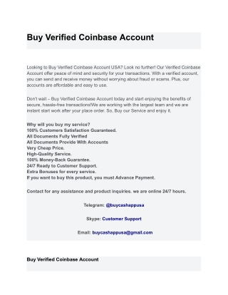 Buy Verified Coinbase Account