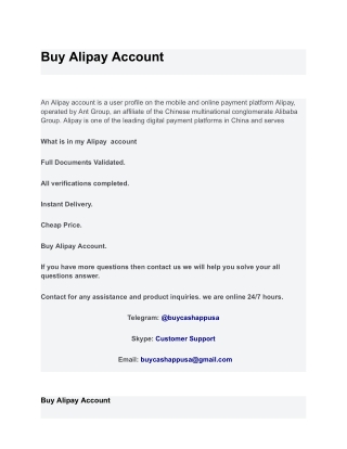 Buy Alipay Account