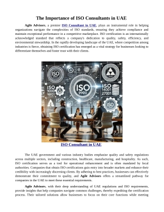 The Importance of ISO Consultants in UAE