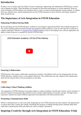 Inspiring Creativity through Arts Integration in STEM Education