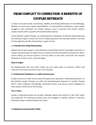 From Conflict to Connection: 8 Benefits of Couples Retreats