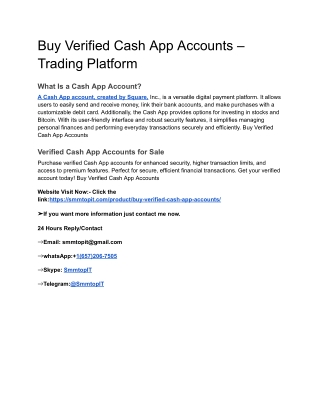 Buy Verified Cash App Accounts – Trading Platform