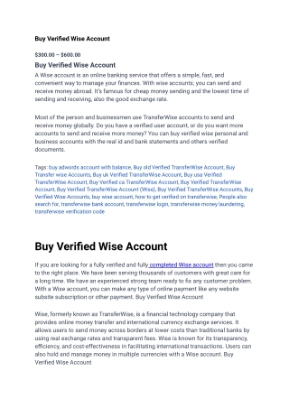 Buy Verified Wise Account - VIP