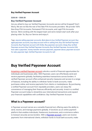 Buy Verified Payoneer Account-VIP