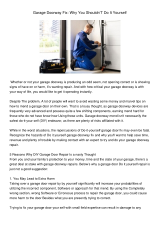 GarageDoorwayFixWhyYouShouldnTDoItYourself