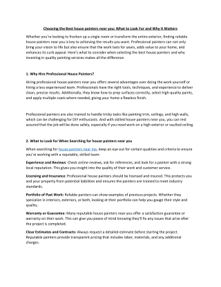 Choosing the Best house painters near you