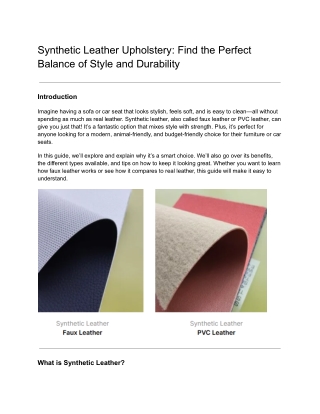 Synthetic Leather Upholstery_ Find the Perfect Balance of Style and Durability
