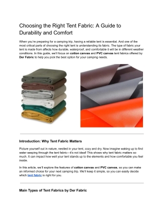 Choosing the Right Tent Fabric_ A Guide to Durability and Comfort