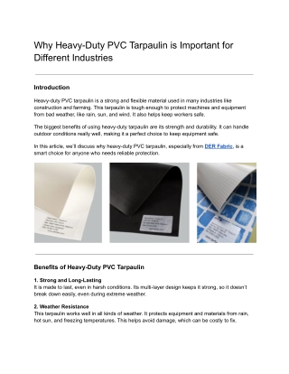 Why Heavy-Duty PVC Tarpaulin is Essential for Industrial Applications