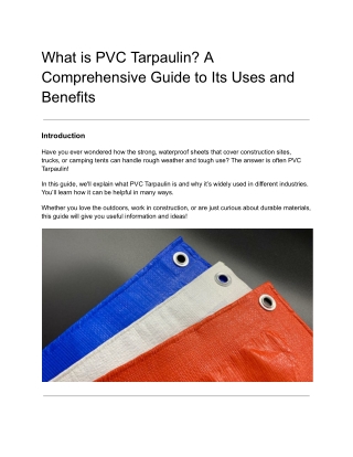 What is PVC Tarpaulin