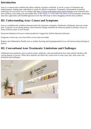 Exploring Cutting-Edge Acne Treatments: The Future of Clear Skin