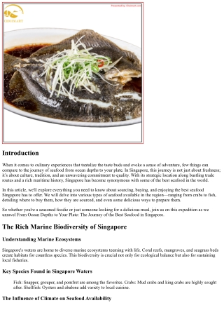 From Ocean Depths to Your Plate: The Journey of the Best Seafood in Singapore