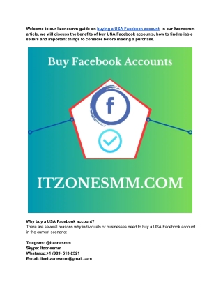 How to Buy New USA Facebook Account In Itzonesmm