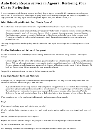 Auto Body Shop Aguora
