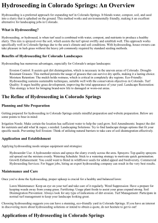 Hydroseeding Colorado Springs