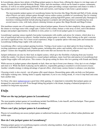 Luxembourg’s Ultimate Guide to Jackpot Games: Top Venues & Winning Tips