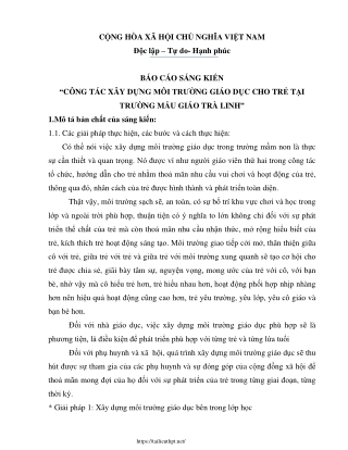 Công tác xây dựng môi trường giáo dục cho trẻ tại trường mẫu giáo Trà Linh