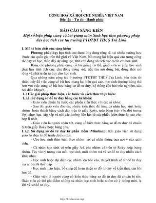 Biện pháp củng cố bài giảng môn Sinh học theo phương pháp dạy học tích cực