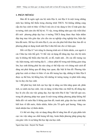 Nâng cao hiệu quả sử dụng tranh ảnh và bản đồ trong dạy học bộ môn Địa lí 7