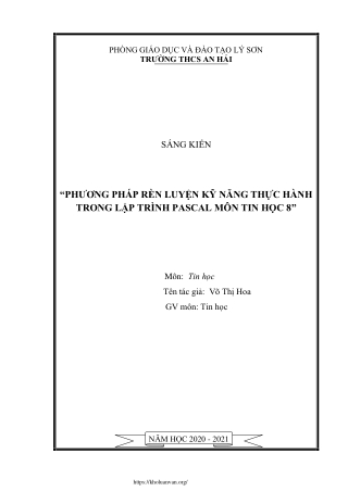 Phương pháp rèn luyện kỹ năng thực hành trong lập trình Pascal môn Tin học 8